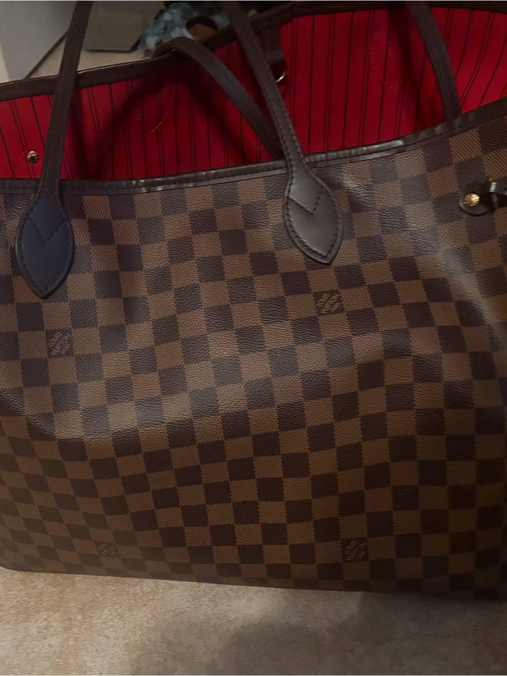 Louis Vuitton NEVERFULL Tote with Red Interior